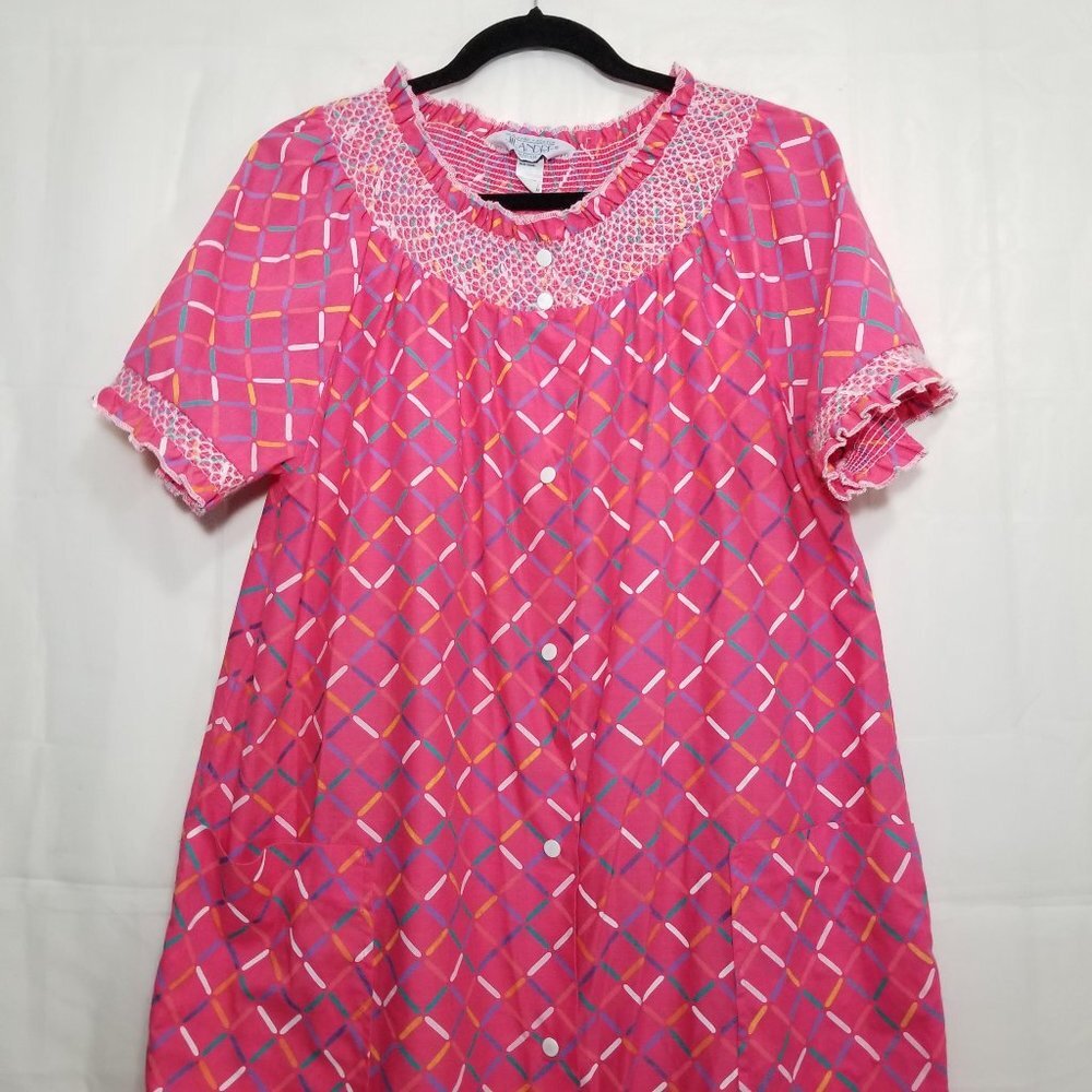 Vintage Jilandre Caftan Housedress Coral Size M - image 3